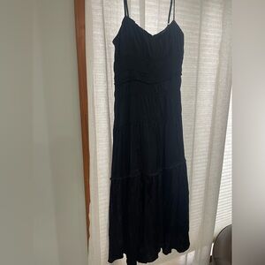 Anthropologie Black Tiered Maxi Dress